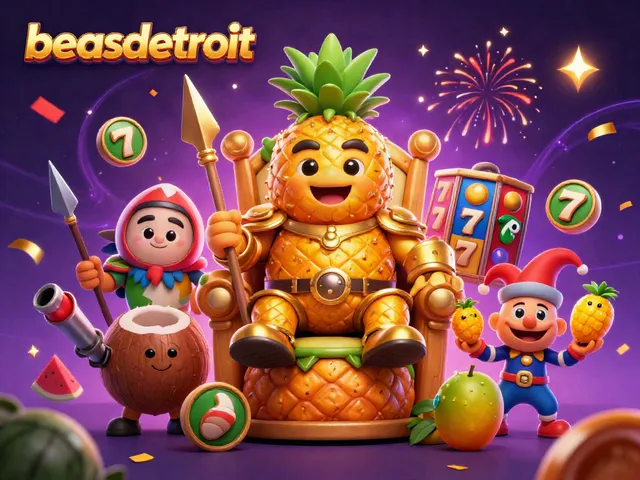 Spin and win at beasdetroit with the vibrant and animated casino scene featuring slot reels and golden confetti.